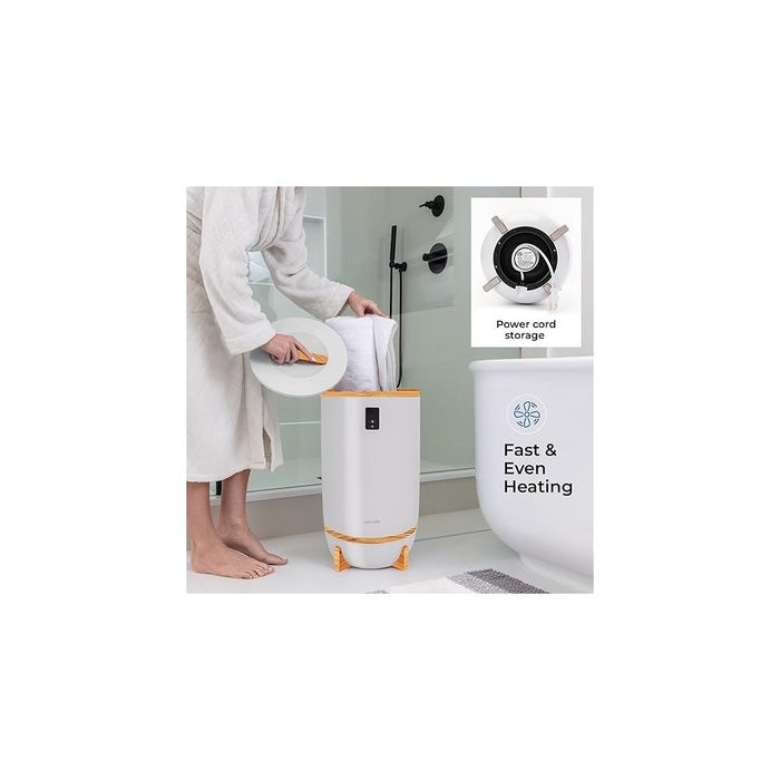 SereneLife Single Touch Towel Warmer with Aromatherapy, LED Ring, Large Blanket & Towel Heater, Gray