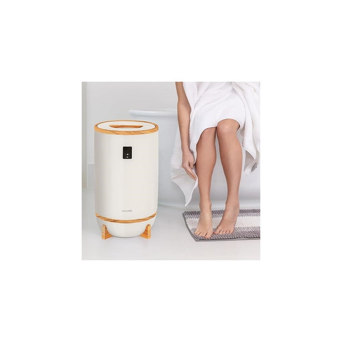 SereneLife Single Touch Towel Warmer with Aromatherapy, LED Ring, Large Blanket & Towel Heater, Gray