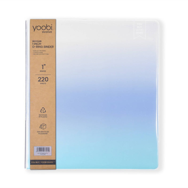 Yoobi Evolve 1" D-Ring Binder Printed Powder Blue Ombre