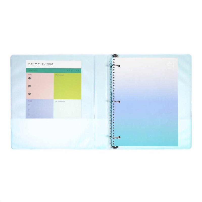 Yoobi Evolve 1" D-Ring Binder Printed Powder Blue Ombre