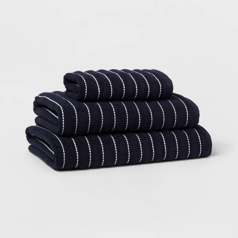 Performance Plus Hand Towel Navy Striped - Threshold