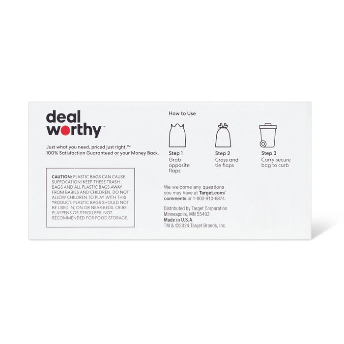 Small Flap Tie Trash Bags - 4 Gallon - 30ct - Dealworthy
