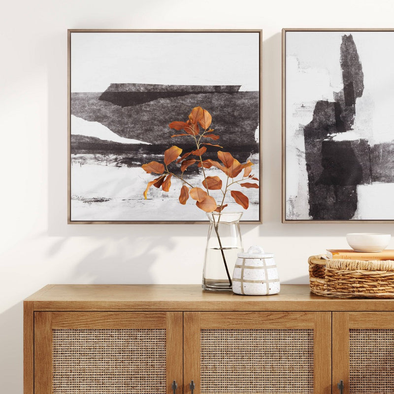 (Set of 2) 24" x 24" Framed Canvas Black - Threshold (LOCAL PICKUP ONLY)