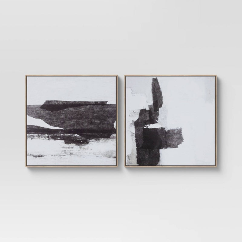 (Set of 2) 24" x 24" Framed Canvas Black - Threshold (LOCAL PICKUP ONLY)