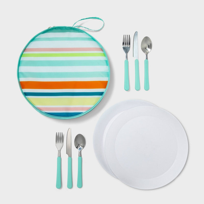 Set of 2 Packable Picnic Bags Striped - Sun Squad