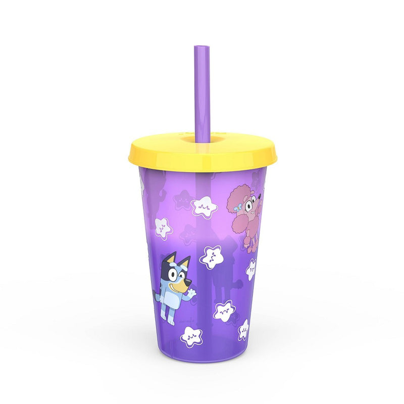 Zak Designs 4pk 16.5 fl oz Plastic Bluey Straw Tumbler Set