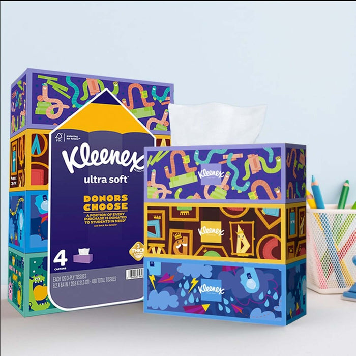Kleenex Back-To-School Ultra Soft Facial Tissue - 4pk/120ct
