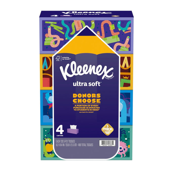 Kleenex Back-To-School Ultra Soft Facial Tissue - 4pk/120ct