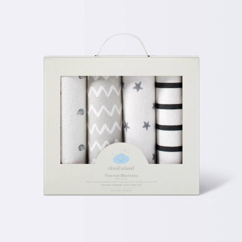 Flannel Baby Blankets Hedgehog 4pk - Cloud Island