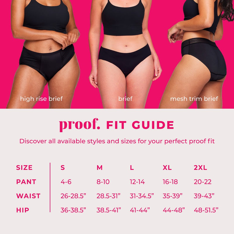Proof. by Always Women's High-Rise Briefs, Overnight Absorbency Period Underwear -Large - Black