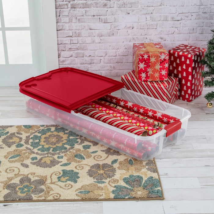 74qt Ultra Underbed Box Clear Red Lid - Brightroom