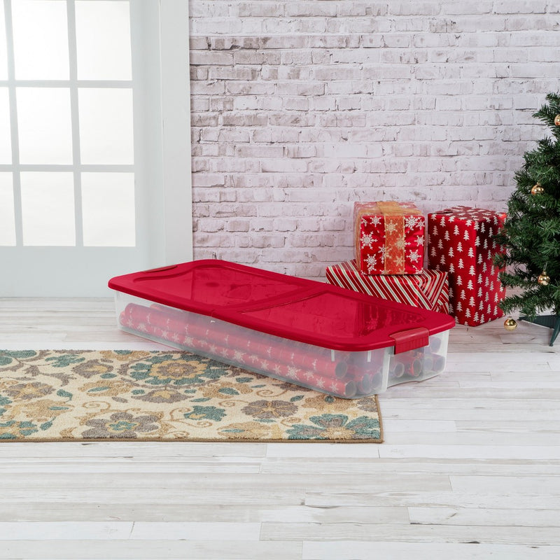 74qt Ultra Underbed Box Clear Red Lid - Brightroom (LOCAL PICKUP ONLY)