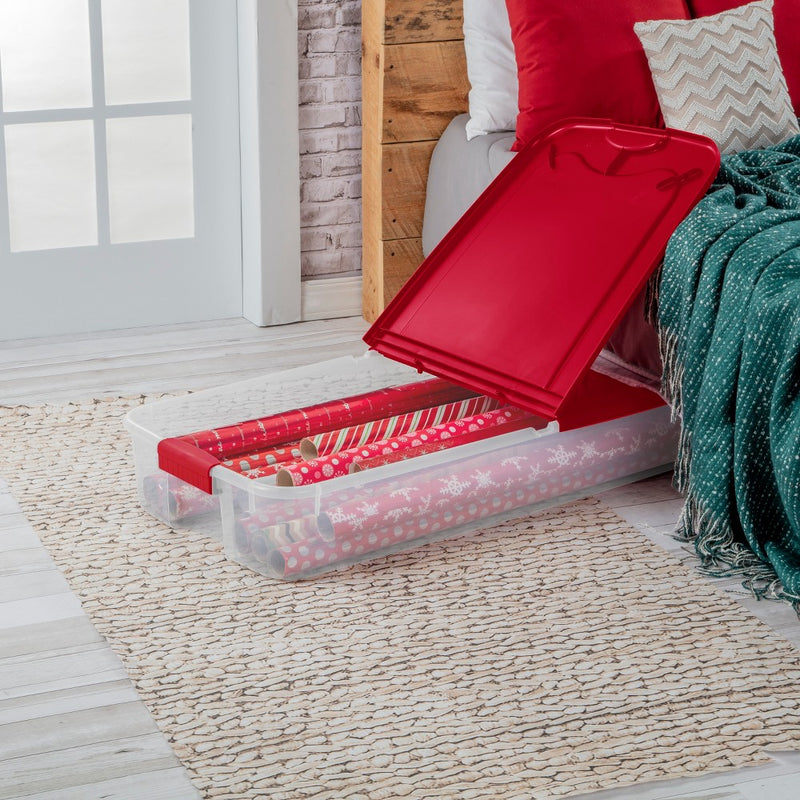 74qt Ultra Underbed Box Clear Red Lid - Brightroom (LOCAL PICKUP ONLY)