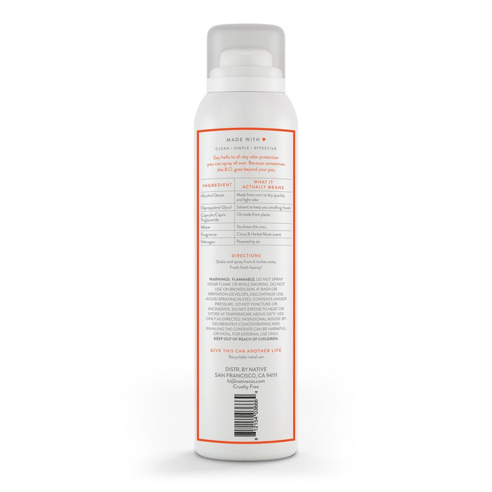 Native Deodorant & Body Spray - Citrus & Herbal Musk - Aluminum Free - 3.5oz