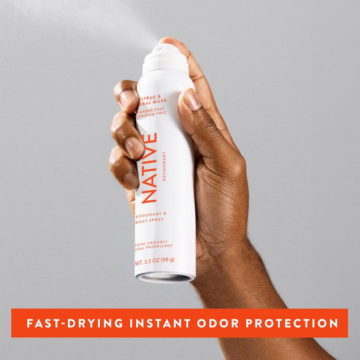 Native Deodorant & Body Spray - Citrus & Herbal Musk - Aluminum Free - 3.5oz