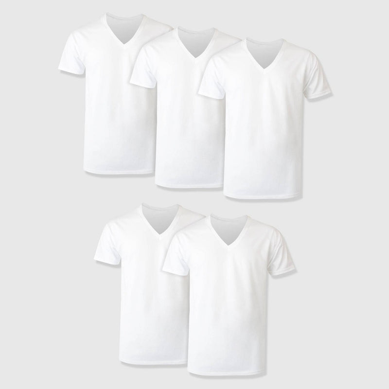 Hanes Premium Men's Short Sleeve V-Neck T-Shirt 5pk - White XL