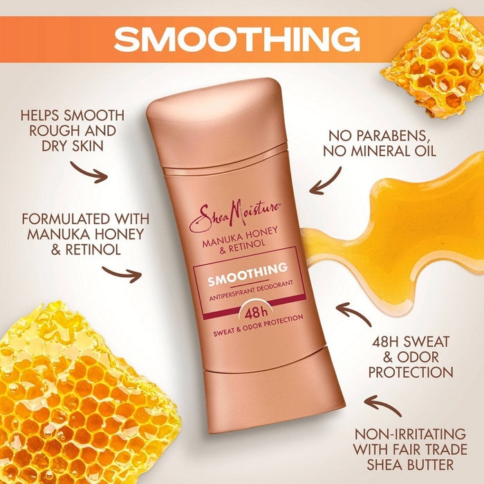 SheaMoisture Smoothing Antiperspirant Deodorant Stick with Manuka Honey & Retinol - 2.6oz
