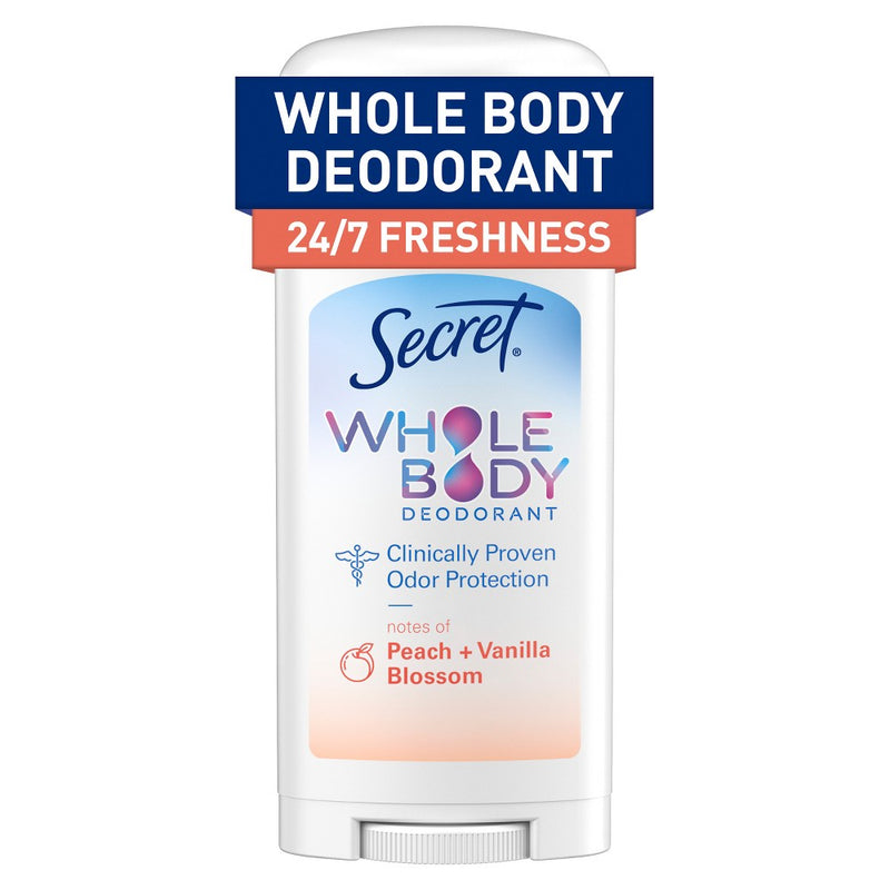Secret Whole Body Stick Aluminum Free Deodorant for Women - Peach & Vanilla - 2.4oz