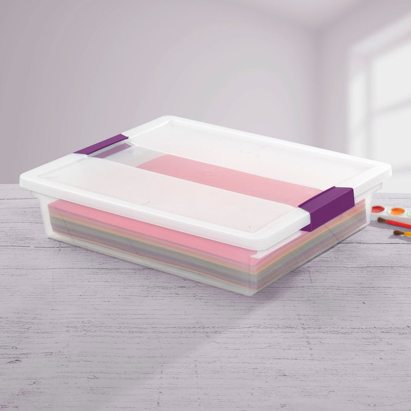 Sterilite 5.8qt Purple Latch Box Clear