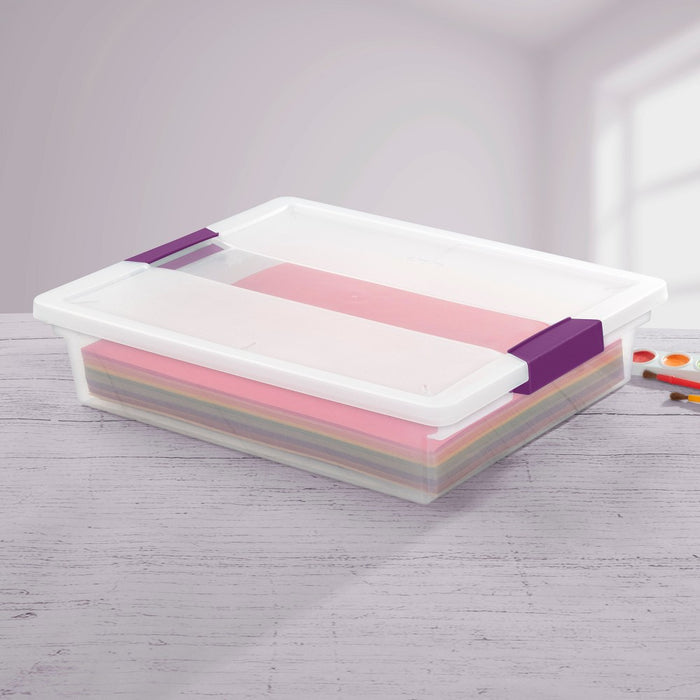 Sterilite 5.8qt Purple Latch Box Clear