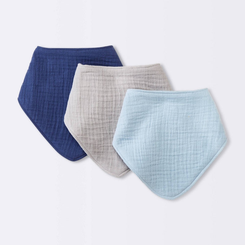 Baby 3pk Muslin Bandana Bib - Cloud Island Blue