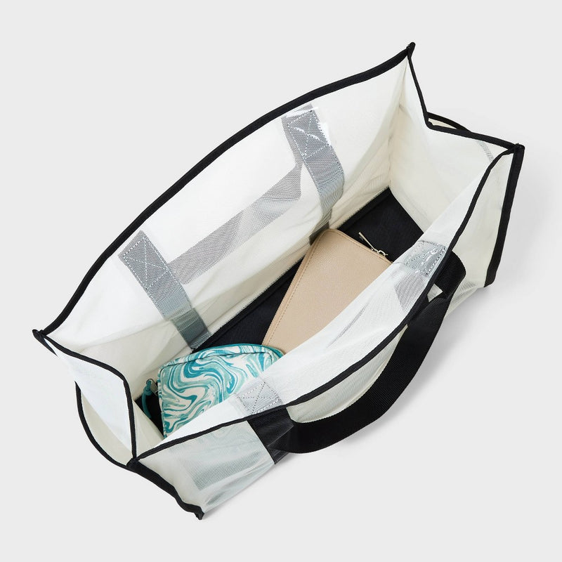 Mesh Tote Handbag - Shade & Shore White/Black