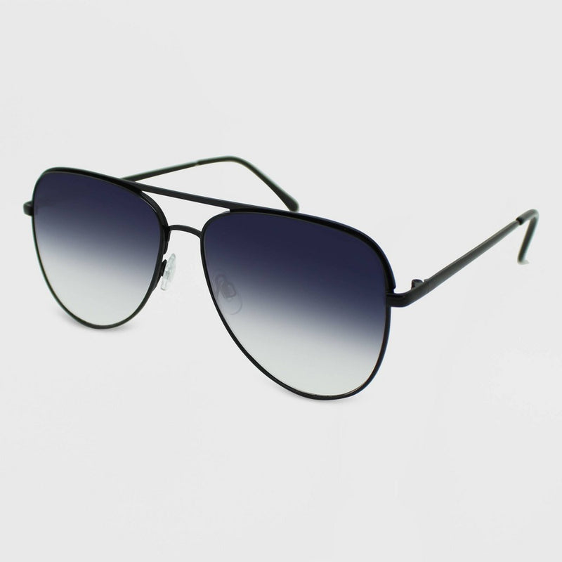 Women's Metal Aviator Round Sunglasses - Wild Fable Black