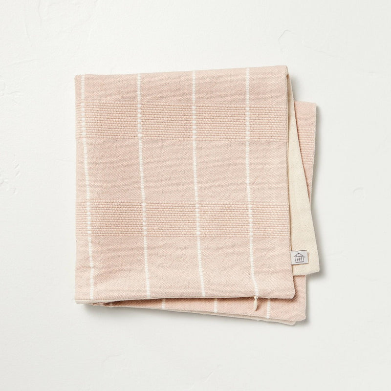 18"x18" Textured Multi Stripe Decorative Pillow Cover Blush/Cream - Hearth & Hand with Magnolia