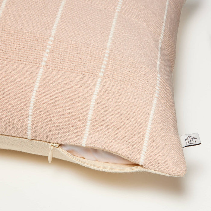 18"x18" Textured Multi Stripe Decorative Pillow Cover Blush/Cream - Hearth & Hand with Magnolia