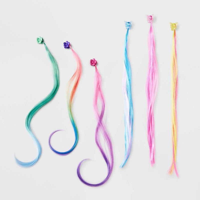 Girls' 6pk Faux Hair Claw Clips - Cat & Jack