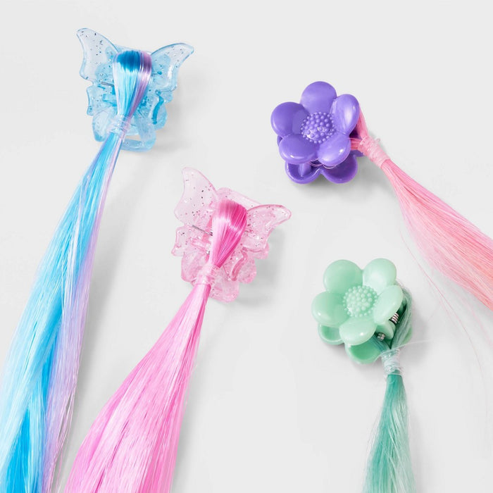 Girls' 6pk Faux Hair Claw Clips - Cat & Jack