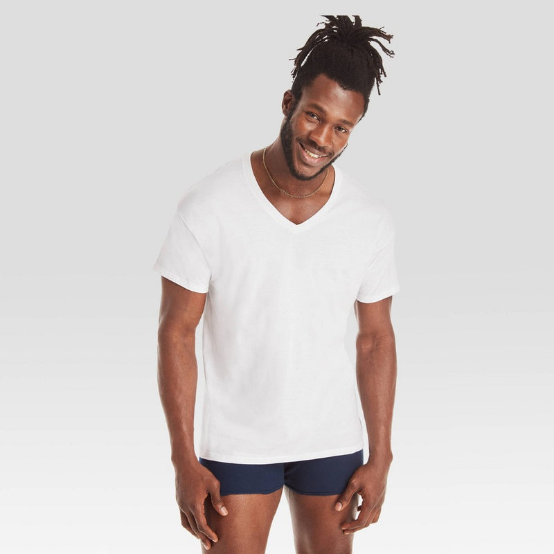 Hanes Premium Men's Short Sleeve V-Neck T-Shirt 5pk - White L