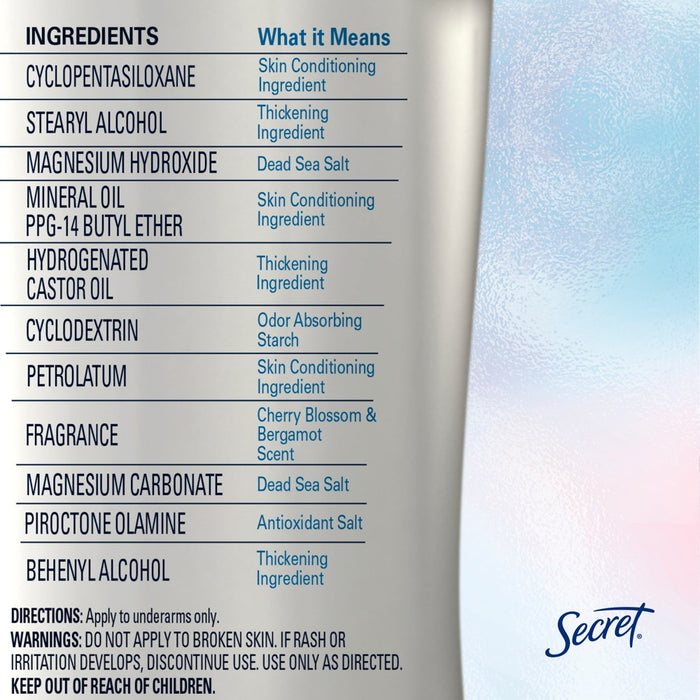 Secret Clinically Proven Aluminum Free Deodorant for Women - Cherry Blossom & Bergamot - 2.4oz