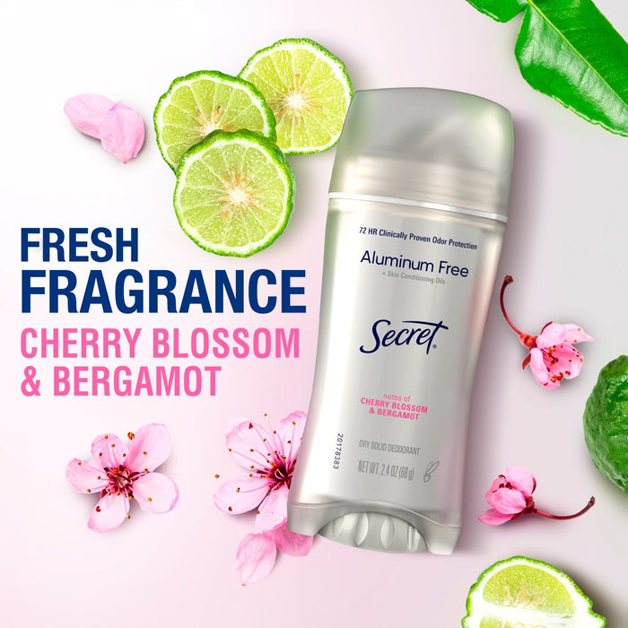 Secret Clinically Proven Aluminum Free Deodorant for Women - Cherry Blossom & Bergamot - 2.4oz