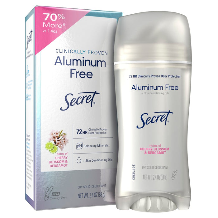 Secret Clinically Proven Aluminum Free Deodorant for Women - Cherry Blossom & Bergamot - 2.4oz