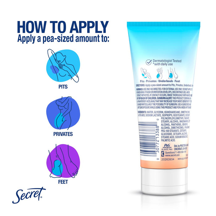 Secret Whole Body Aluminum Free Deodorant Clear Cream - Peach & Vanilla - 3.0oz