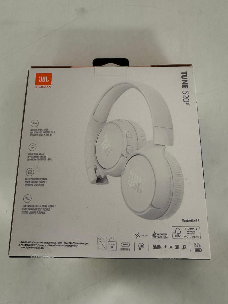 JBL Tune 520BT Bluetooth Wireless On-Ear Headphones - White