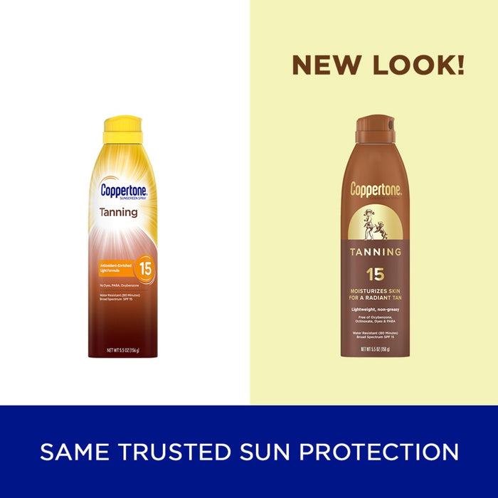 Coppertone Tanning Sunscreen Spray - Water Resistant Spray Sunscreen - SPF 15 - 5.5oz