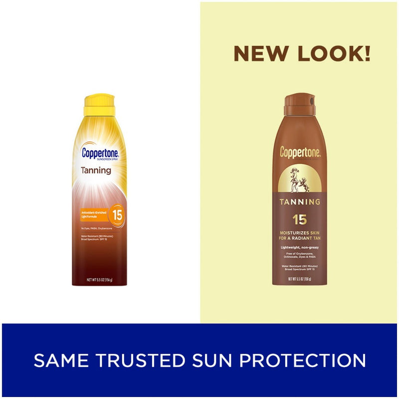 Coppertone Tanning Sunscreen Spray - Water Resistant Spray Sunscreen - SPF 15 - 5.5oz