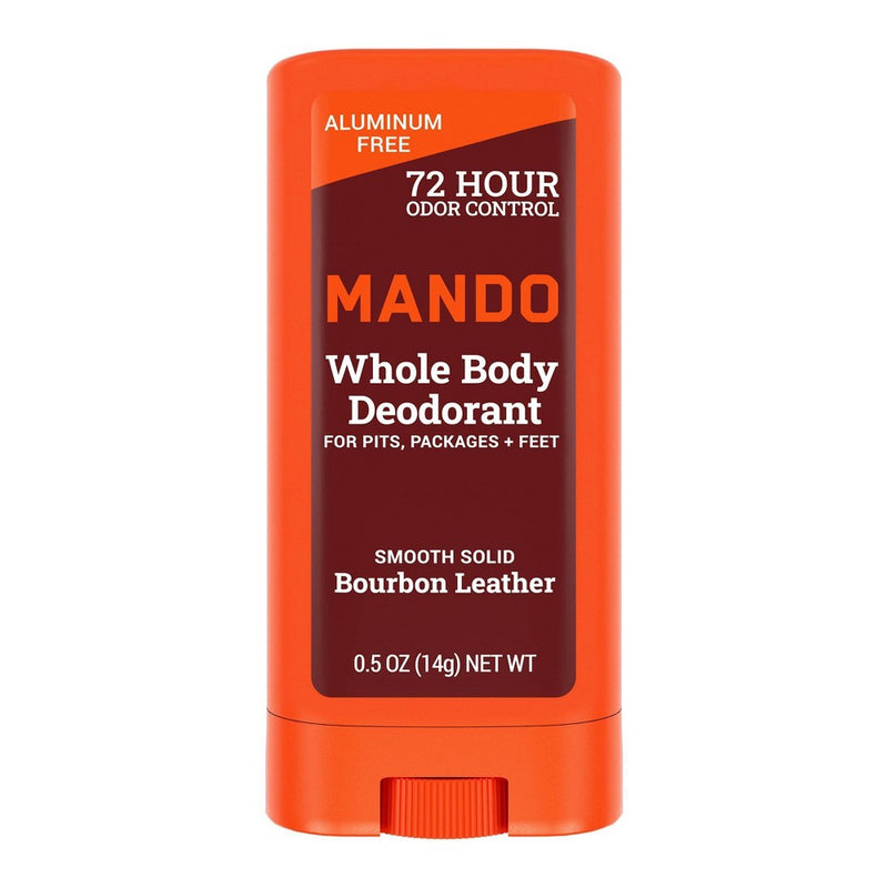 Mando Whole Body Deodorant - Men's Aluminum-Free Smooth Solid Stick Deodorant - Bourbon Leather - Trial Size - 0.5oz
