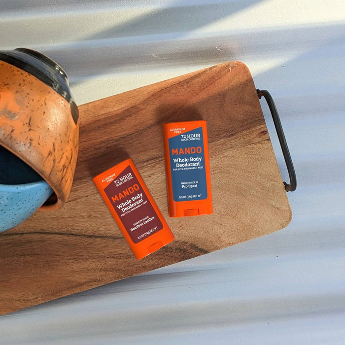 Mando Whole Body Deodorant - Men's Aluminum-Free Smooth Solid Stick Deodorant - Bourbon Leather - Trial Size - 0.5oz