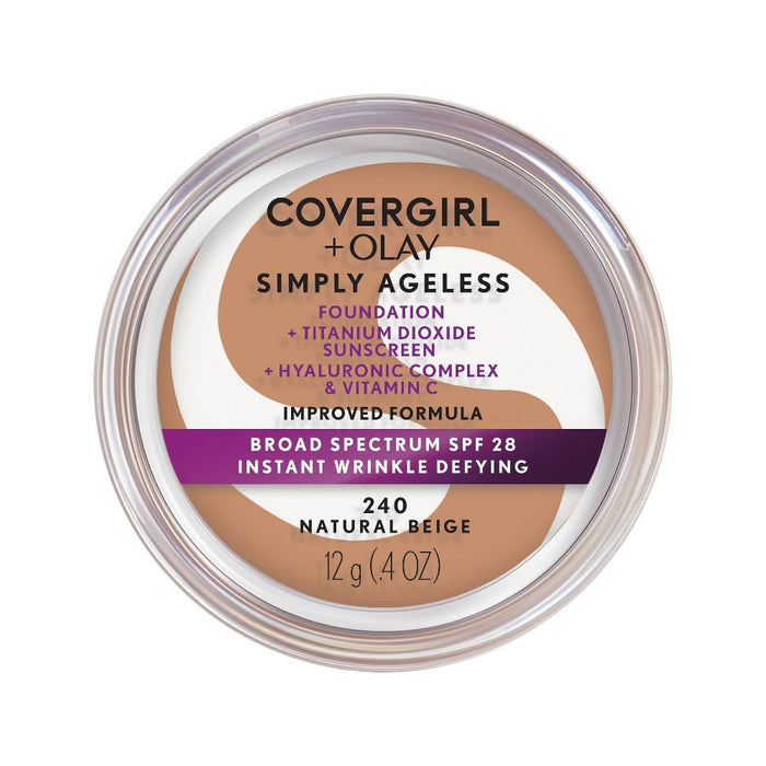 COVERGIRL + Olay Simply Ageless Wrinkle Defying Foundation Compact - 240 Natural Beige - 0.4oz
