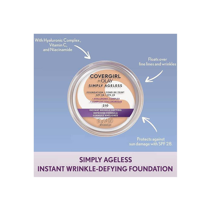 COVERGIRL + Olay Simply Ageless Wrinkle Defying Foundation Compact - 240 Natural Beige - 0.4oz