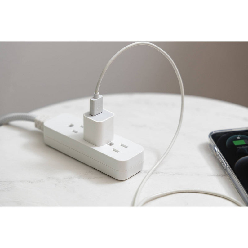 GE 3-Outlet Grounded Extension Cord 15' Braided Cord Gray/White
