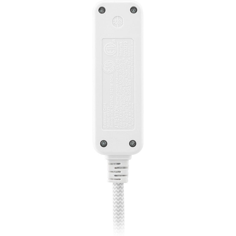 GE 3-Outlet Grounded Extension Cord 15' Braided Cord Gray/White