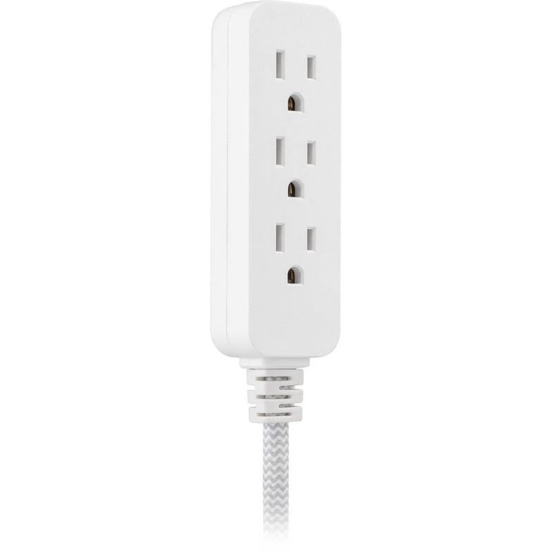GE 3-Outlet Grounded Extension Cord 15' Braided Cord Gray/White