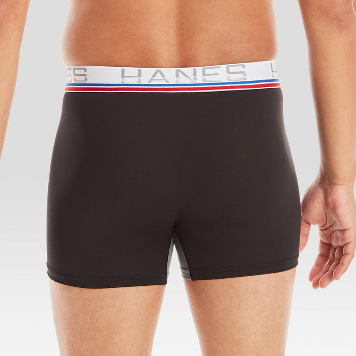 Hanes Premium Men's Xtemp Total Support Pouch Anti Chafing 3pk Boxer Briefs - Blue/Gray L