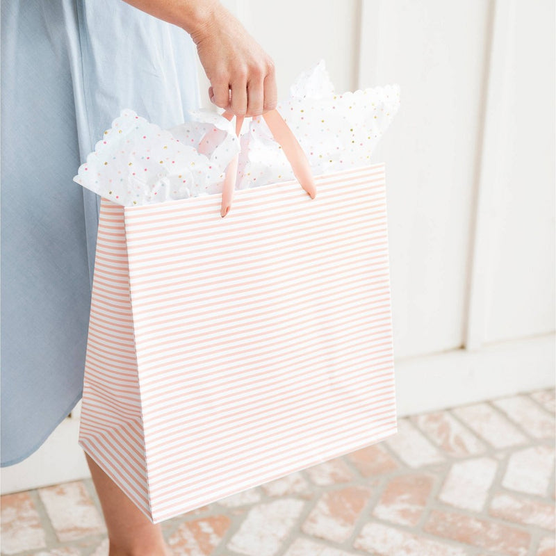White Dot and Chambray Blue Striped Scallop Gift Tissues 25ct - Sugar Paper