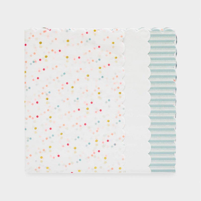 White Dot and Chambray Blue Striped Scallop Gift Tissues 25ct - Sugar Paper
