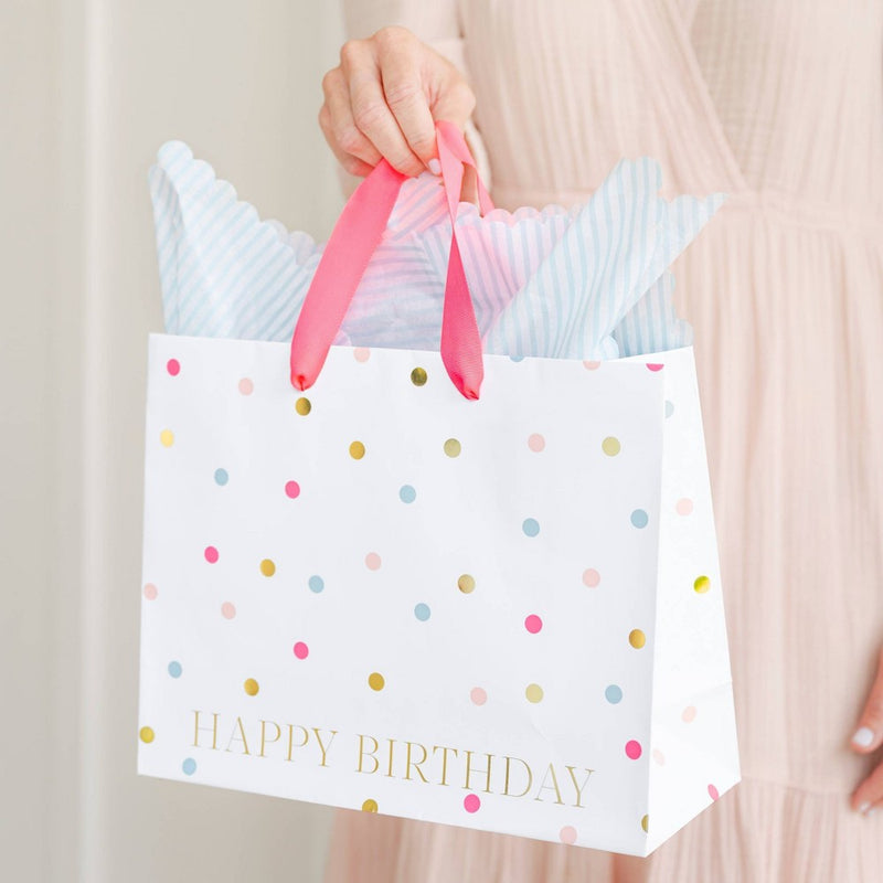 White Dot and Chambray Blue Striped Scallop Gift Tissues 25ct - Sugar Paper